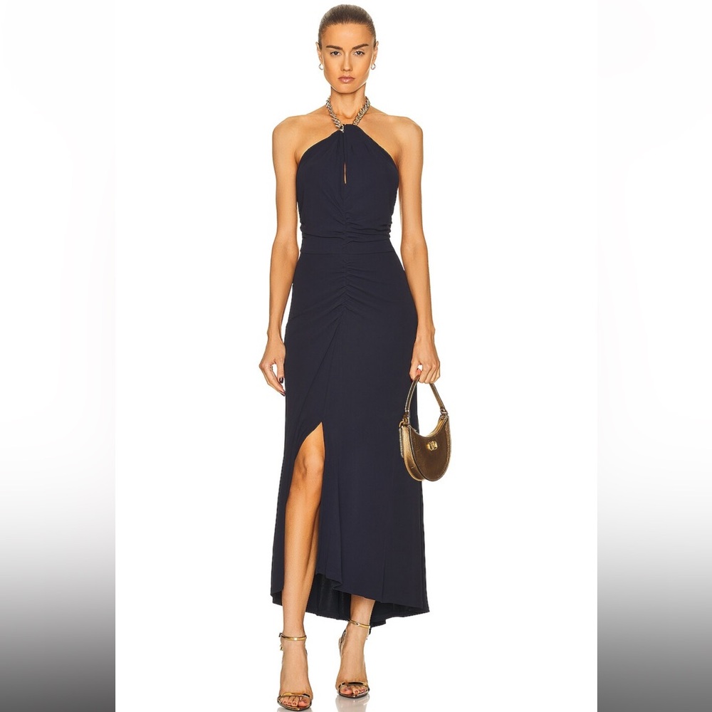 VERONICA Beard Reze Jersey Knit Chain Link Halter Dress Medium